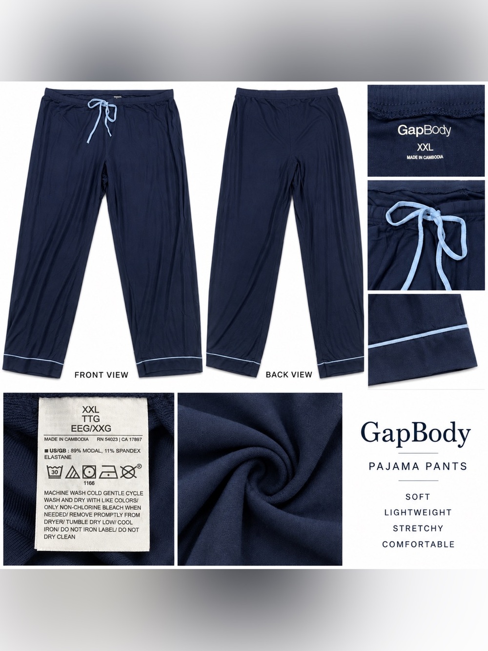 GapBody Women’s XXL Navy Blue Modal Pajama Pants Lounge Sleep Drawstring